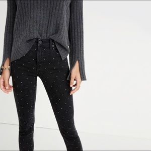 NWT Madewell metallic dots black high rise jeans